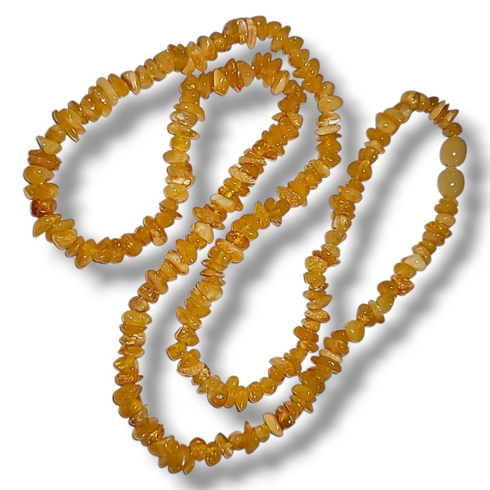 Baltic Amber Butterscotch Egg Yolk Chip Necklace 24.5in Tested UV‎ Reactive